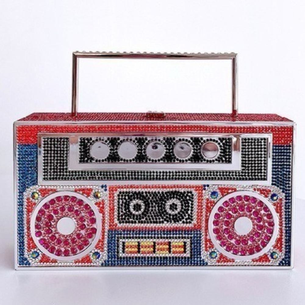 SOLD Boombox Clutch Purse Y2K Festival Vegas Bachelorette Statement Colorful Bag - Picture 2 of 8